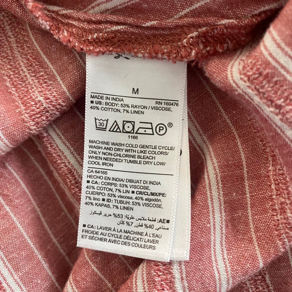 Old Navy Midi Dress Womens Medium Red Stripe Linen Blend Braided Halter Boho - Picture 6 of 12